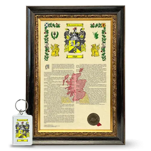 Oliph Framed Armorial History and Keychain - Heirloom