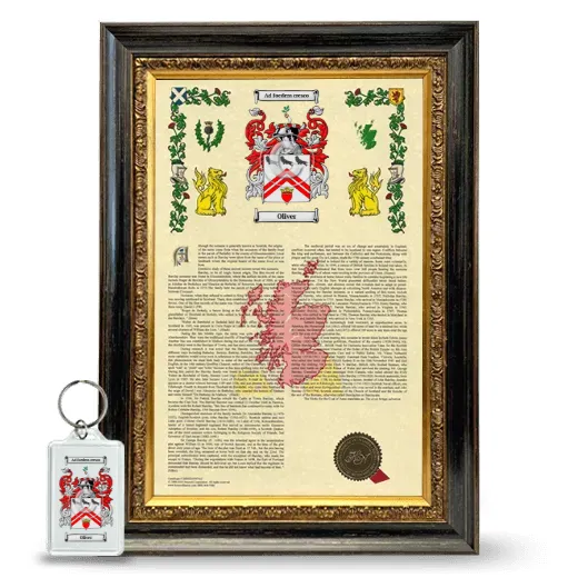 Oliver Framed Armorial History and Keychain - Heirloom