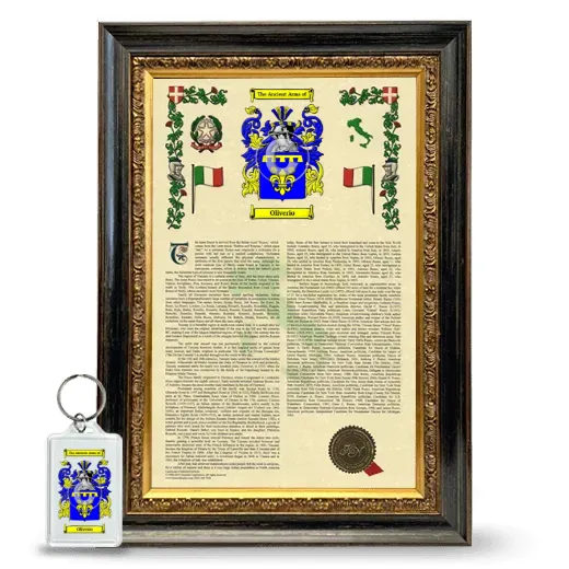 Oliverio Framed Armorial History and Keychain - Heirloom