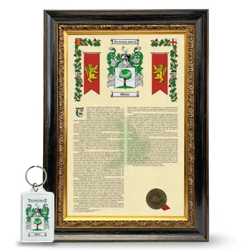 Olivier Framed Armorial History and Keychain - Heirloom