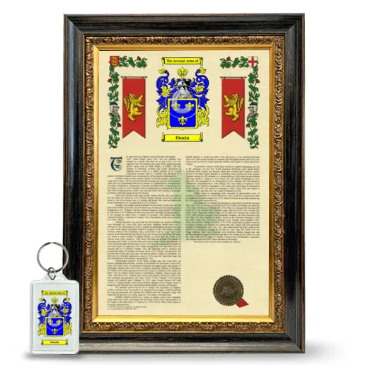 Onwin Framed Armorial History and Keychain - Heirloom