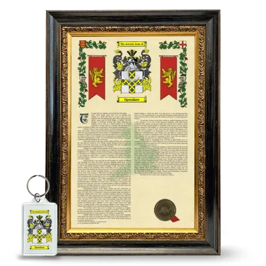 Openshaw Framed Armorial History and Keychain - Heirloom