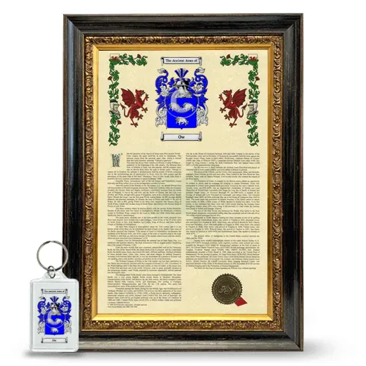 Ow Framed Armorial History and Keychain - Heirloom