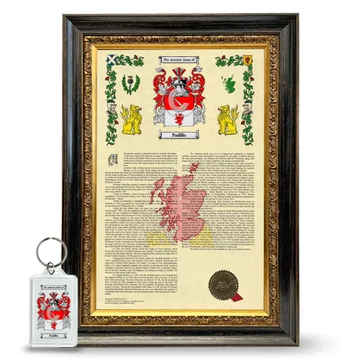 Padillo Framed Armorial History and Keychain - Heirloom