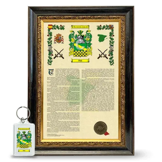 Pais Framed Armorial History and Keychain - Heirloom