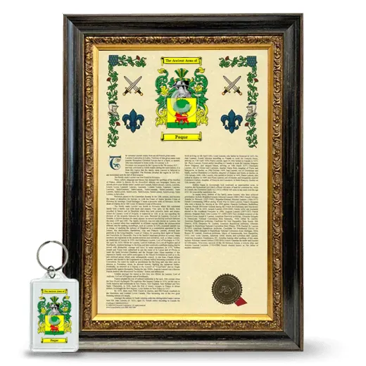 Paque Framed Armorial History and Keychain - Heirloom