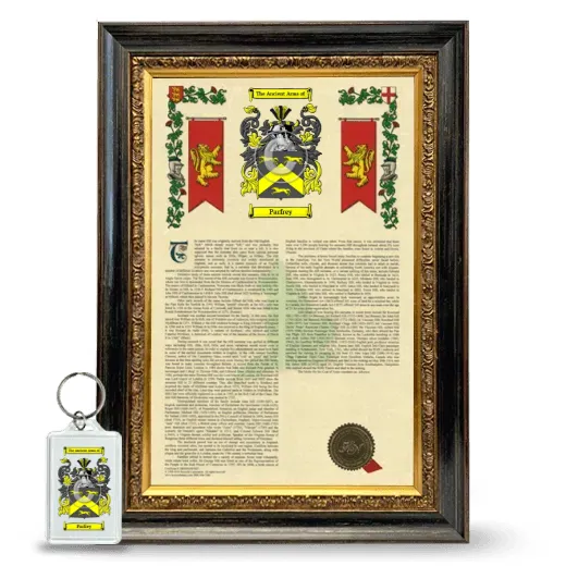 Parfrey Framed Armorial History and Keychain - Heirloom