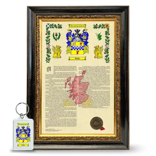 Parks Framed Armorial History and Keychain - Heirloom