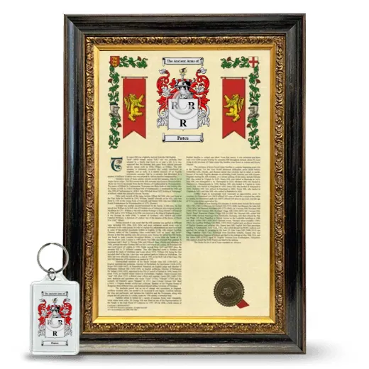 Pates Framed Armorial History and Keychain - Heirloom