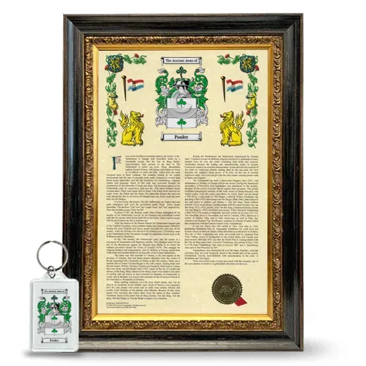 Pauley Framed Armorial History and Keychain - Heirloom