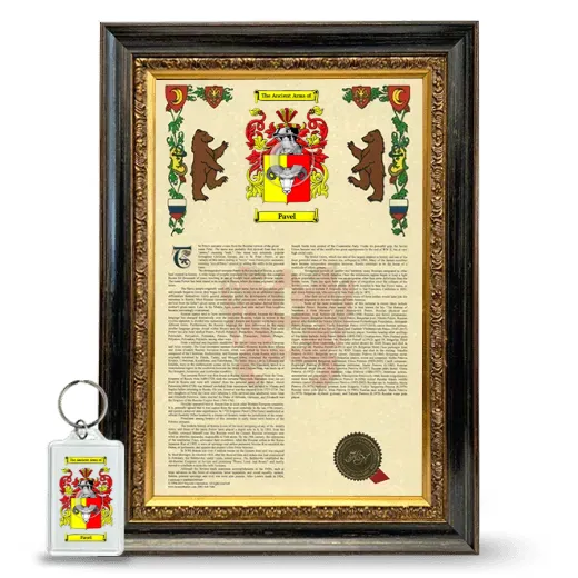 Pavel Framed Armorial History and Keychain - Heirloom
