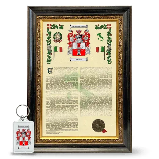 Pavone Framed Armorial History and Keychain - Heirloom