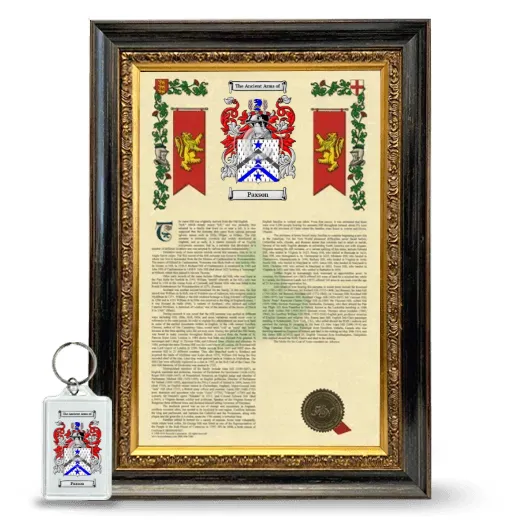 Paxson Framed Armorial History and Keychain - Heirloom