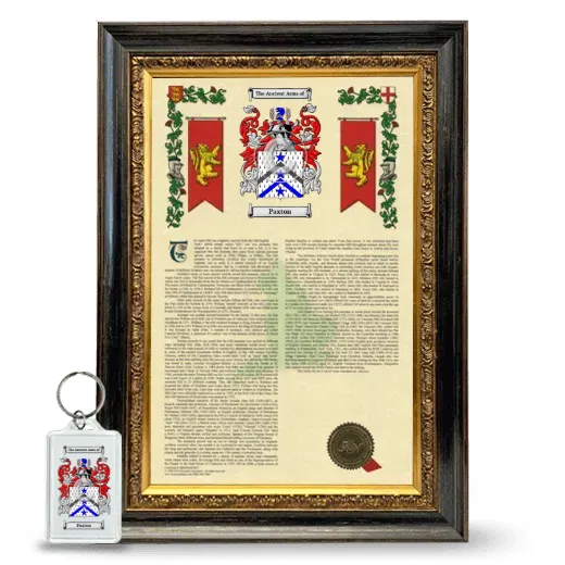 Paxton Framed Armorial History and Keychain - Heirloom
