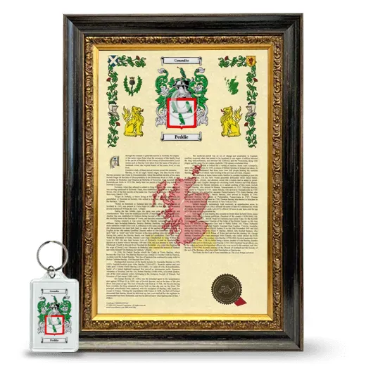 Peddie Framed Armorial History and Keychain - Heirloom