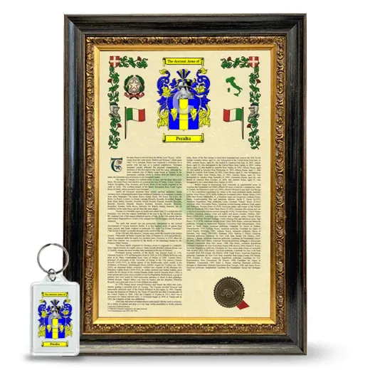 Peralta Framed Armorial History and Keychain - Heirloom