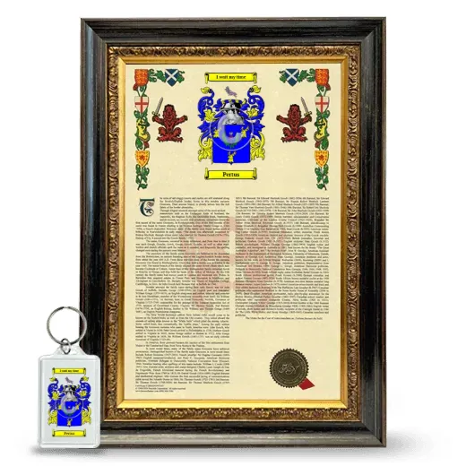 Pertus Framed Armorial History and Keychain - Heirloom
