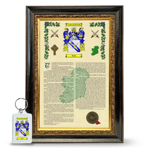 Petti Framed Armorial History and Keychain - Heirloom