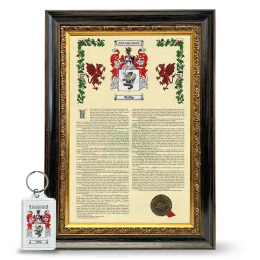 Phillip Framed Armorial History and Keychain - Heirloom