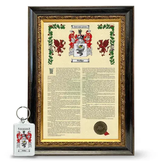 Phillips Framed Armorial History and Keychain - Heirloom