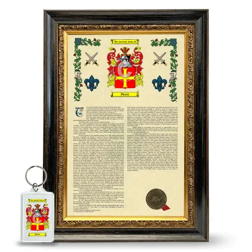Picott Framed Armorial History and Keychain - Heirloom