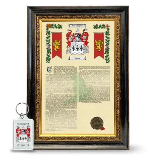 Pigate Framed Armorial History and Keychain - Heirloom