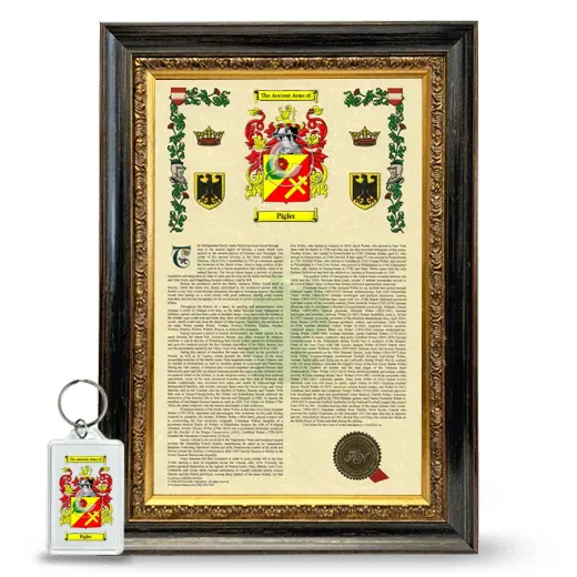 Pigler Framed Armorial History and Keychain - Heirloom