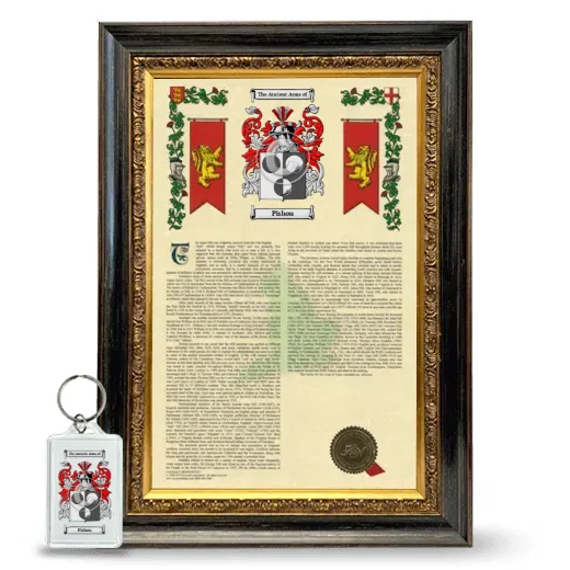 Pishon Framed Armorial History and Keychain - Heirloom