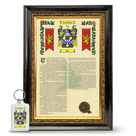Pitt Framed Armorial History and Keychain - Heirloom