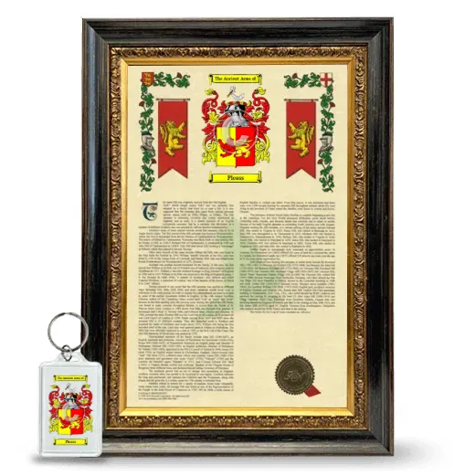 Pleass Framed Armorial History and Keychain - Heirloom