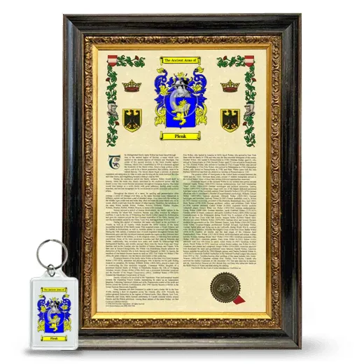 Plenk Framed Armorial History and Keychain - Heirloom