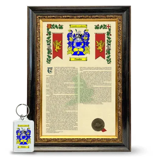 Plumber Framed Armorial History and Keychain - Heirloom