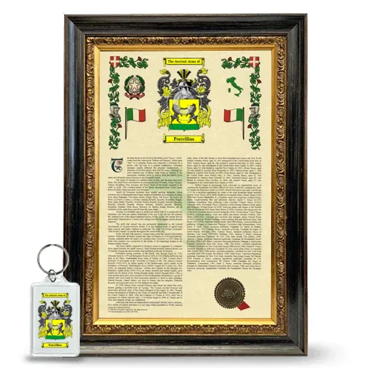 Porcellina Framed Armorial History and Keychain - Heirloom