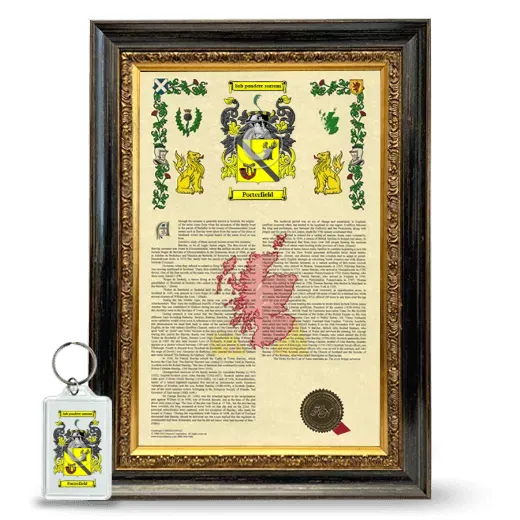 Porterfield Framed Armorial History and Keychain - Heirloom