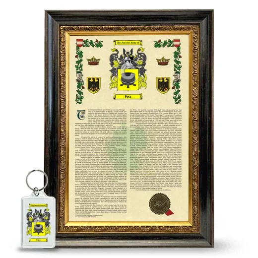 Potz Framed Armorial History and Keychain - Heirloom
