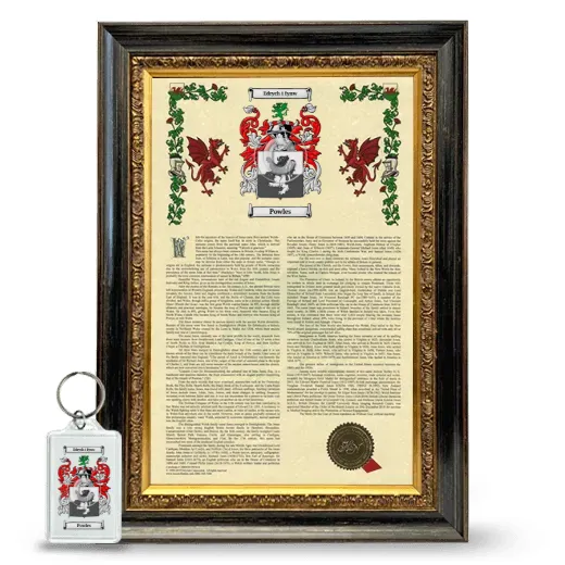 Powles Framed Armorial History and Keychain - Heirloom