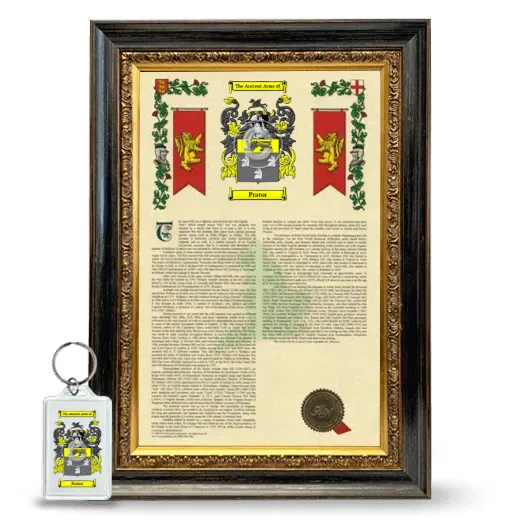 Prator Framed Armorial History and Keychain - Heirloom