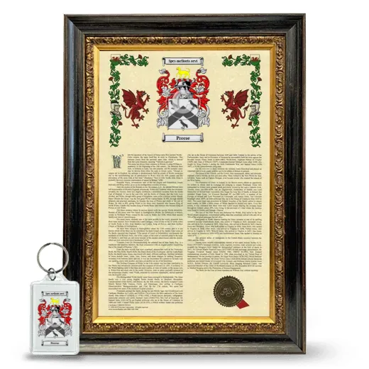 Preese Framed Armorial History and Keychain - Heirloom