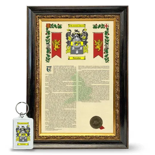 Pretorius Framed Armorial History and Keychain - Heirloom
