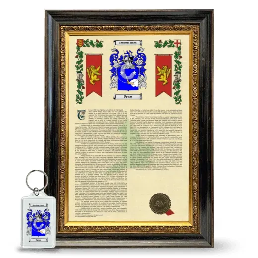 Prevo Framed Armorial History and Keychain - Heirloom
