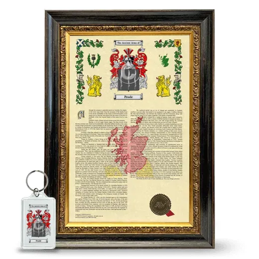 Prude Framed Armorial History and Keychain - Heirloom