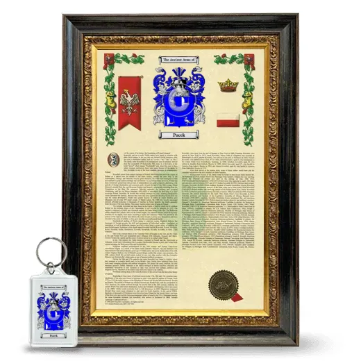 Pucek Framed Armorial History and Keychain - Heirloom