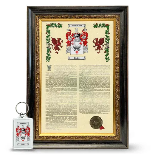 Pudge Framed Armorial History and Keychain - Heirloom