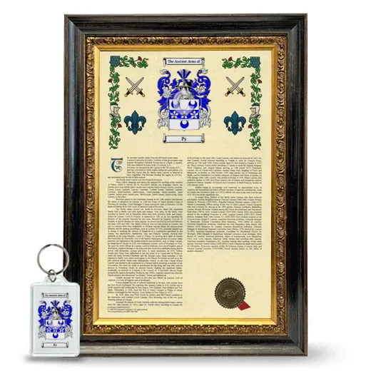 Py Framed Armorial History and Keychain - Heirloom