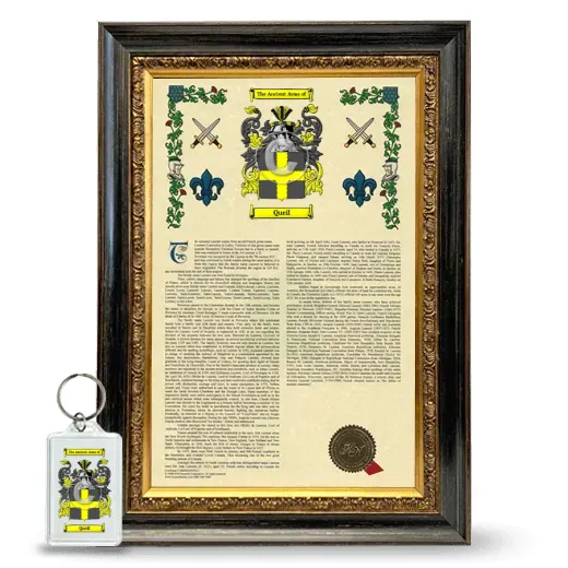 Queil Framed Armorial History and Keychain - Heirloom