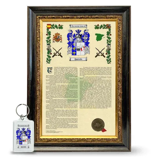 Quevedo Framed Armorial History and Keychain - Heirloom