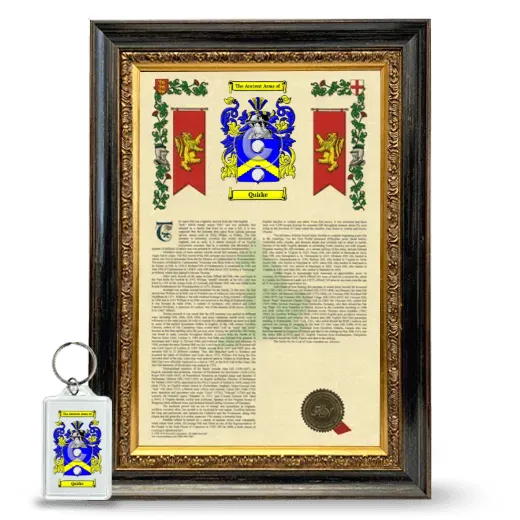 Quirke Framed Armorial History and Keychain - Heirloom