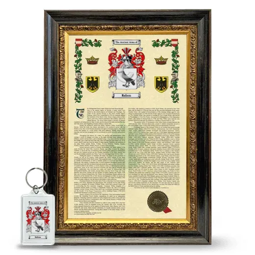 Rahon Framed Armorial History and Keychain - Heirloom