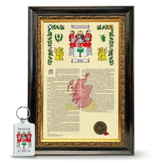 Raney Framed Armorial History and Keychain - Heirloom