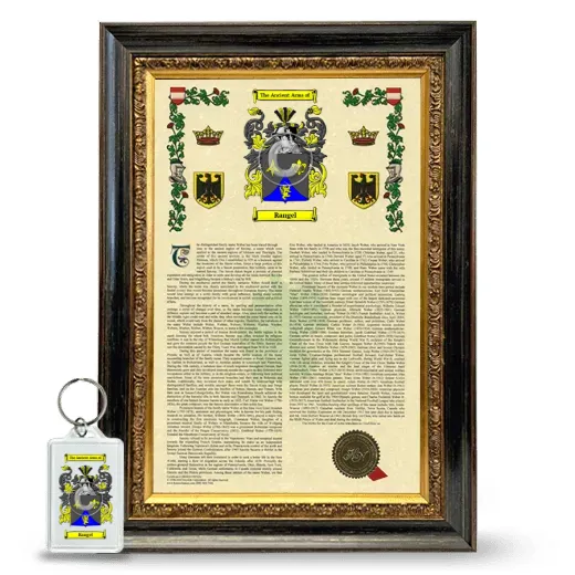 Rangel Framed Armorial History and Keychain - Heirloom